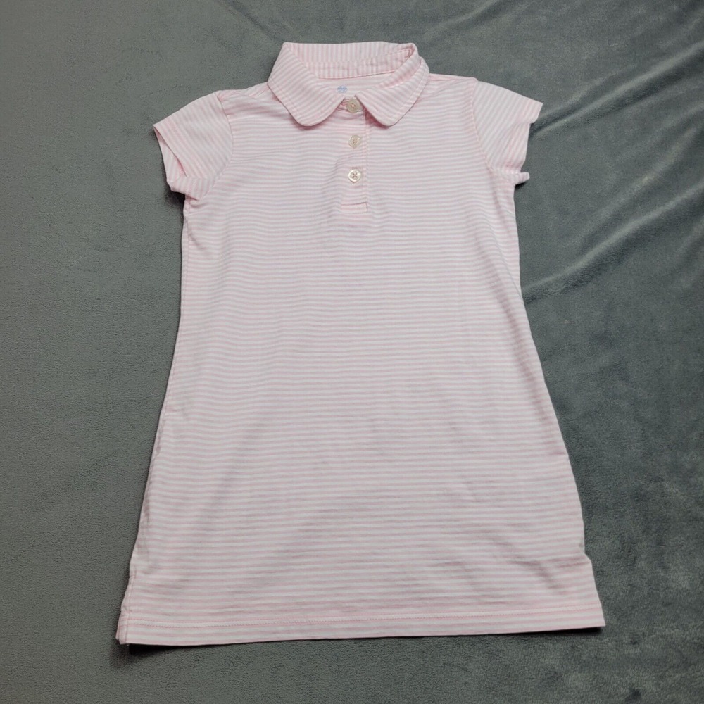 Renwick Girls Shirt Dress Pink White Collard Pima Cotton Comfort Stretch Preppy